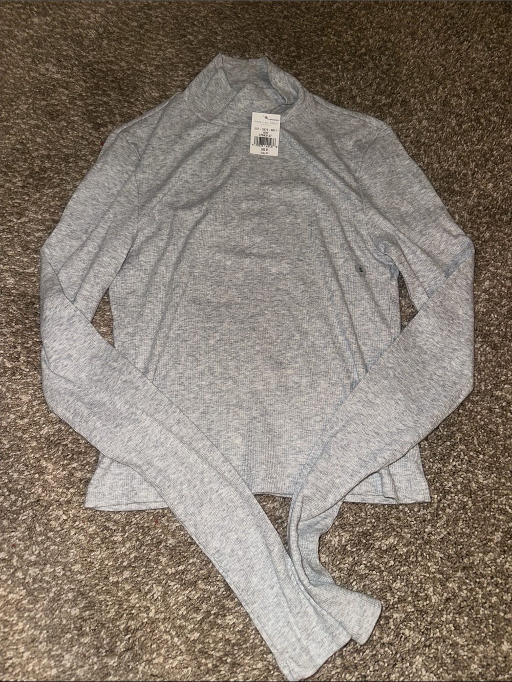American Eagle Outfitters Light Heather Gray Ribbed Mock Turtleneck Sweater